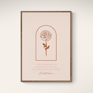 Le Petit Prince Poster - Kleiner Prinz - Rose - Blumen Kunstwerk - Rosa - Minimal - Boho - Line Art - Oneline - Kinderzimmer - Kinderzimmer - Kinderzimmer