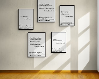 Andy Warhol Quotes Poster Set: Pop Art Exhibition Prints (Physical Poster)