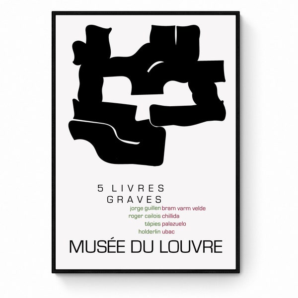Eduardo Chillida - 5 Livres Graves - Galerie Maeght - Exhibition Poster - Minimal Artwork - Abstract - Lithograph Poster - Lithography