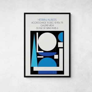 Josef Albers & Auguste Herbin Exhibition Poster for Gallery/Gallerie - Geometric - Abstract - Lithography - Minimal - Modern - Mid-century