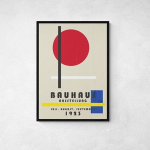Bauhaus Print, 1923 Exhibition Poster, Circle Line Geometric Decor, Mid Century Modern Minimalist Abstract Wall Art, Bauhaus Colours