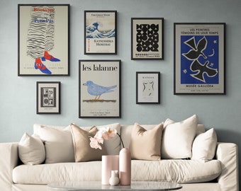 Eclectic Gallery Wall Art Set: Bauhaus, Matisse, Hokusai (Physical Posters)