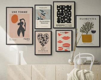 Eclectic Gallery Wall Art Set: Hokusai, Bauhaus, Vintage French (Digital Download)