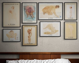 Gallery Wall Art Set of 8- Eclectic Print Set - Wall Decor - Wall Prints Bundle - Interior Set - Auguste Rodin - Nu - Femme - Female - Nude