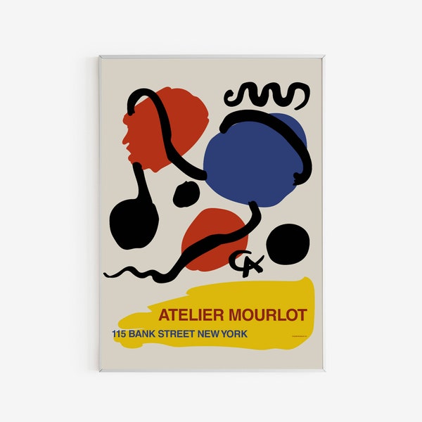 Atelier Mourlot (115 Bank Street) by Alexander Calder, 1967 - Mourlot Editions - Red Blue Black Circle Design -Vintages