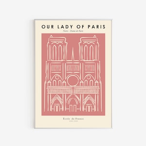 Our Lady of Paris - Victor Hugo - Notre Dame Drawing - Cathedral of Notre Dame Paris - France - Oneline Drawing - Pink Beige Design- Picasso