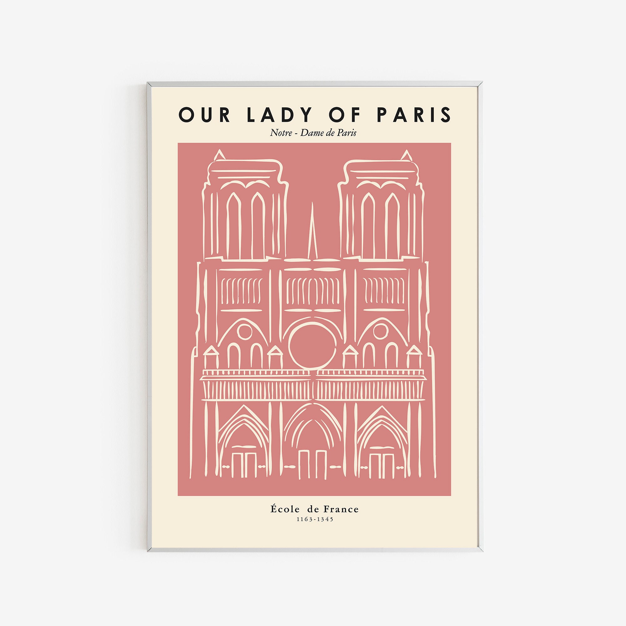Our Lady of Paris Victor Hugo Notre Dame Drawing Cathedral of Notre Dame  Paris France Oneline Drawing Pink Beige Design Picasso 