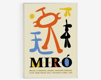ジョアン・ミロ展ポスター：ヴィンテージ抽象アートプリント（デジタル