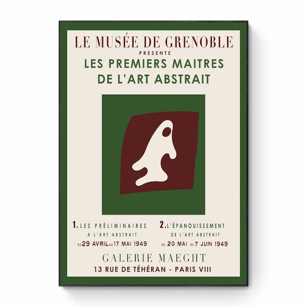 Hans (Jean) Arp - Le Musee de Grenoble - Galerie Maeght - French German Art - Lithography - Green Abstract Poster - Exhibition Poster