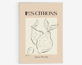 Abstract Lemons Art Print: French Botanical Poster (Digital Download)