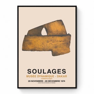 Pierre Soulages - Musée Dynamique in Dakar - Lithograpy - Abstract Artwork - Mid Century - Art Exhibition Poster - Lithographic Art - Retro