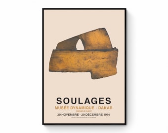 Pierre Soulages Lithograph: Mid-Century Abstract Art Exhibition Poster (Digital Download)