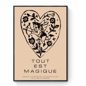 Toute Est Magique - Magia - Eros - Amor - Diosa Griega - Film Ancien - Cartel de Cine - Vintage Ad Minimal Poster - Tipografía - Mediados de siglo