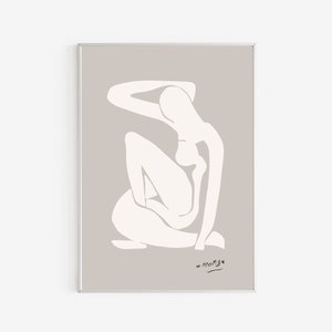Henri Matisse Nu Blue Poster - Matisse Signature - Matisse Cut Out Poster - Matisse Exhibition Poster - Grey Beige Nu - Papiers Decoupes