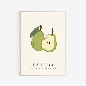 La Pera - The Pear - Abstract Pear Drawing - Botanical Design - Fruit Poster - Bohemian Artwork - Typography