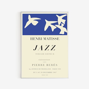 Matisse Cut Out Poster - Matisse Exhibition Poster - Matisse Jazz Poster - Abstract Blue Bird Design - Papiers Decoupes - Mourlot Editions