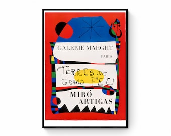 Joan Miro Lithograph Poster: Galerie Maeght Exhibition, Mid-Century (Digital Download)