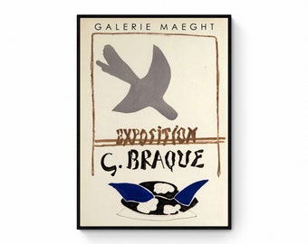 Georges Braque Exhibition Poster: Abstract Bird Lithograph (Physical Poster)