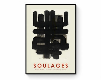 Pierre Soulages Abstract Art Exhibition Poster: Mid-Century Modern Print (Digital Download)