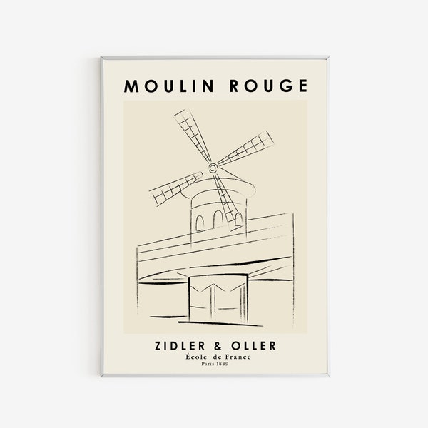 Moulin Rouge Poster - Film Poster - Zidler - Oller - Ecole de France - Paris - Oneline Drawing - Abstract Wall Art - Architectural Poster