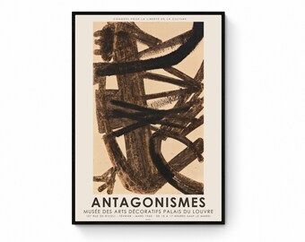 Pierre Soulages - Antagonismes - Antagonism - Lithographic Poster - Lithography - Abstract Artwork - Mid-Century - Art Exhibition - Retro