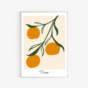 Cartel naranja abstracto - Impresión botánica abstracta - Cartel botánico- Cartel del museo imprimible - Arte botánico de la pared - Arte de pared escandinavo