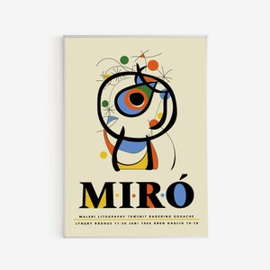 Joan Miro Poster - Miro Exhibition Print - Maleri Litografi - Lithography Art - Abstract & Geometric Colorful Poster