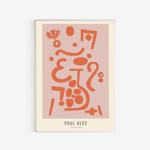 Paul Klee - El jarrón, 1938, Klee Poster, Arte Abstracto, Cartel de la Exposición, Diseño Beige coral rosa
