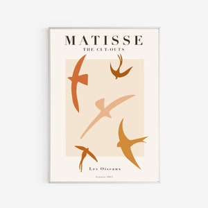 Cartel cortado matisse - Les Oiseaux- Matisse Birds Poster - Cartel de la exposición Matisse - Papiers Decoupes - Midcentury Wall Art