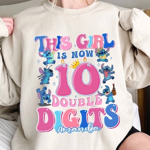 Stitch 10th Birthday Shirt, Double Digits 10 Birthday Shirt, Stitch Birthday Shirt, Birthday Girl Tshirt, Disneyland Birthday Shirt