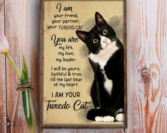 Black White Tuxedo Cat Quinn/'s Bistro French Restaurant Vintage Poster FREE SH