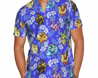 Eevee Hawaii Shirt, Eevee Pocket Monster Tropical Hawaiian Shirt, Evolution of Eevee Summer Hawaiian Shirt, Hawaii Shirt for Men Women Kids