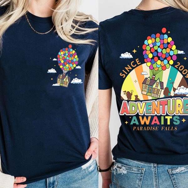 Disneyland Up Balloon House Shirt, Adventure Paradise Fall Since 2009 Shirt, Disneyland Pixar Shirt, Disneyland Shirt, Disneyland Couple Tee