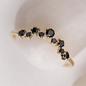 black diamond ring - black diamond ring - black diamond chevron ring - black diamond wedding ring - natural black diamond - minimal ring