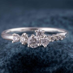 Cluster Ring in 14k Solid Gold / Diamond Cluster Ring / Diamond Stack Ring / Diamond Dainty Ring / Wedding Ring / Multistone Diamond Ring