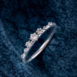 Petite Diamond Band Diamond Distance Ring Simple Diamond Ring Multi-stone Moissanite Tiny Diamond Stacking Ring 14k Yellow/white/rose Gold