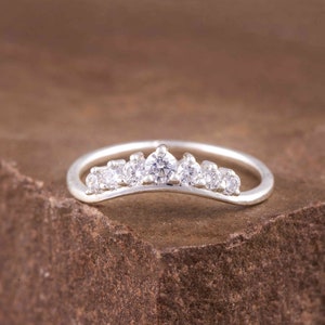 Tiara Ring Diamond Ring 14k/18k Solid Yellow gold crown matching ring statement ring curved wedding band unique cluster diamond promise ring