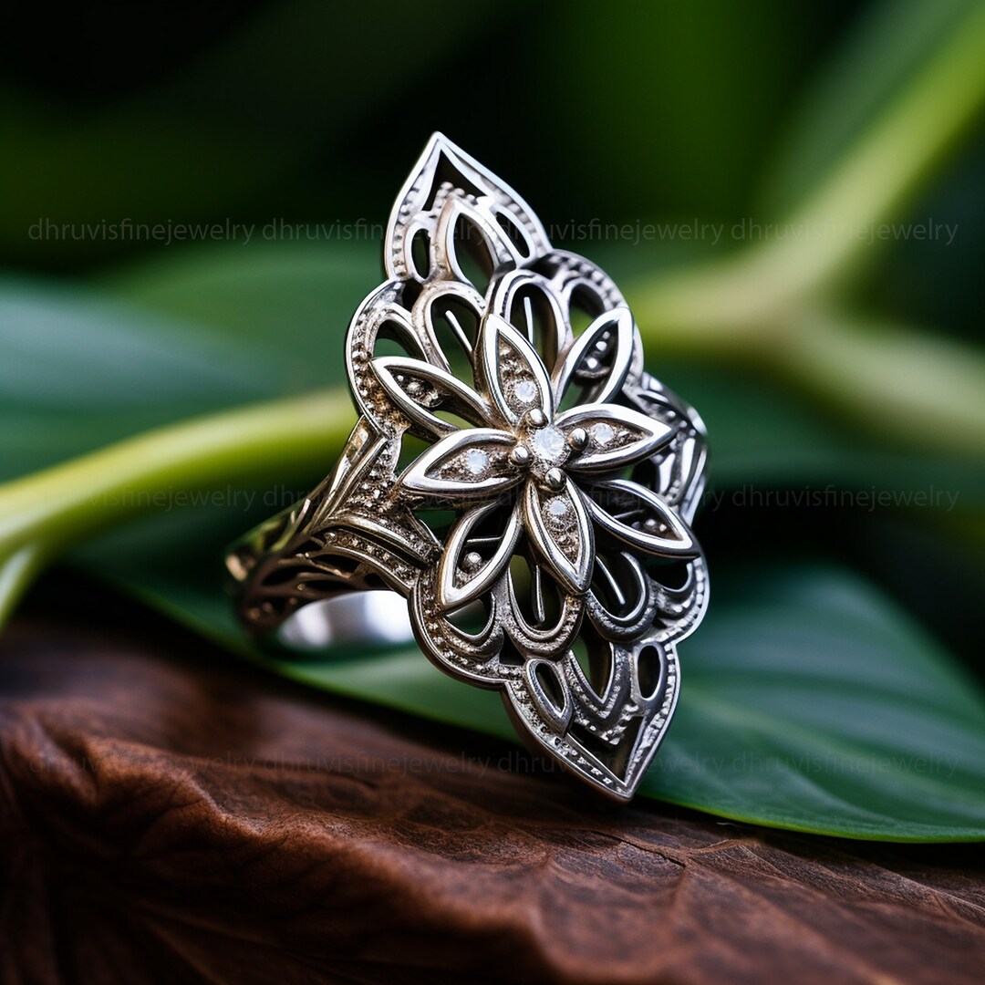 Pattern Silver Ring, Filigree Ring, Vintage Silver Ring, Estate Ring ...