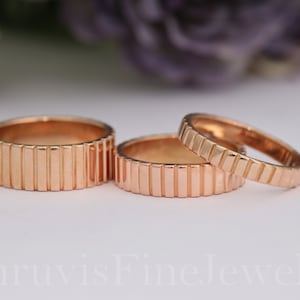 wide gold wedding band - thick gold band - dome pattern band - plain gold band - solid gold wedding band - stacking band - dome band ring