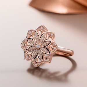 classic floral wedding ring - solitaire diamond ring - lab grown ring - solid gold ring - nature inspired ring - moissanite diamond ring