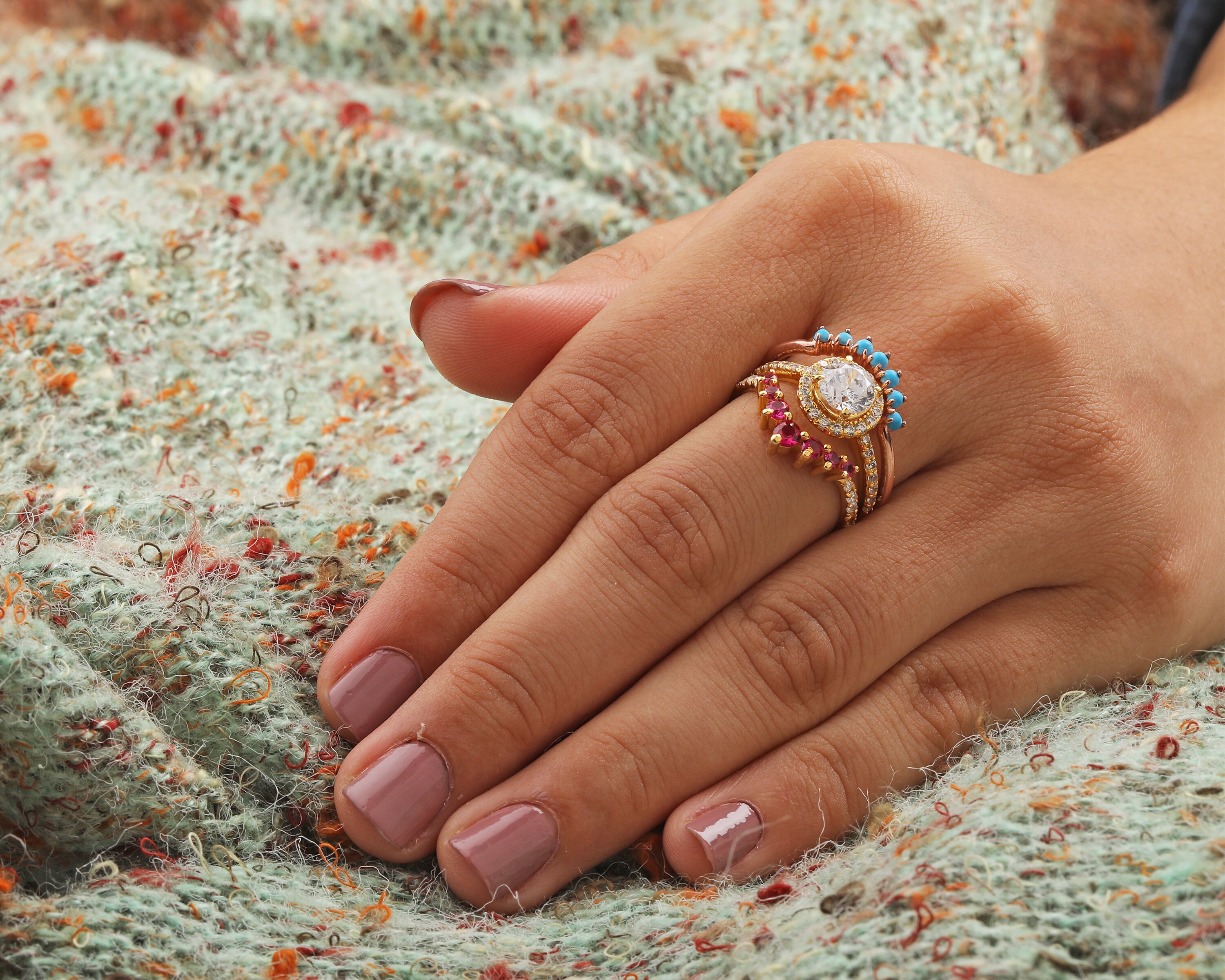 Hippie engagement ring set solitaire moissanite engagement Etsy