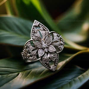 Vintage silver ring, art deco ring, natured inspired ring, pattern silver ring, oxidized silver ring, antique silver ring, 925 silver ring