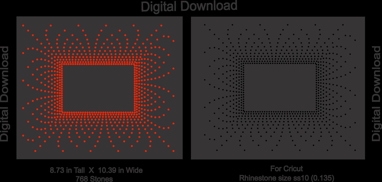 Rectangle Rhinestone Pattern Rectangle Scatter Rhinestone Digital Template | Rhinestone Digital ...