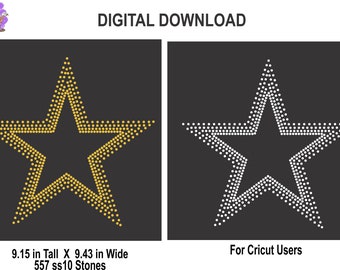 Modelo digital de estrela com contornos de strass | Modelo digital de strass para Cricut | Arquivos de corte SVG | Modelo digital brilhante | SS10