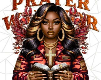 5-Piece Female Prayer Warrior PNG Bundle | Red Faith Clipart | Christian Woman Graphic | Sublimation & Printable | Instant Download