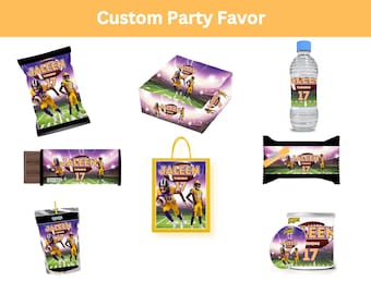 Pacchetto di bomboniere sportive modificabili da 8 pezzi / Modelli Canva per compleanni a tema football, feste di squadra, download digitale / Set stampabile fai da te