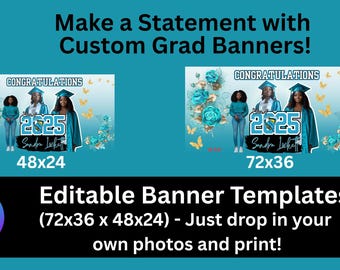 Editable Graduation Banner Template | 48x24 & 72x36 Canva Banner | Printable Graduation Party Decor | Senior 2025 | Class of 2025