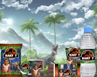 Customizable Dinosaur Jungle Party Favor Kit | Canva Templates for Chip Bags, Candy Wrappers & Water Labels | Prehistoric Printable Bundle