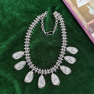 925 Sterling Silver Necklace, Traditional Indian Design Necklace, Unique Design Necklace, Handmade Necklace For Gift, Weight: 77 Grams