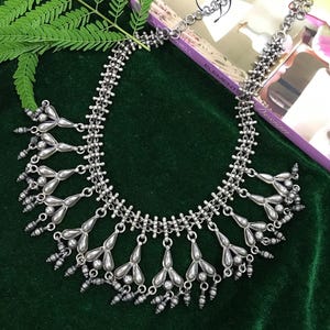 PURE~925 Sterling Silver Handmade Necklace, Antique Indian Silver Necklace, Silver Wedding Necklace, Gift For Her, Weight~128.5 Grams